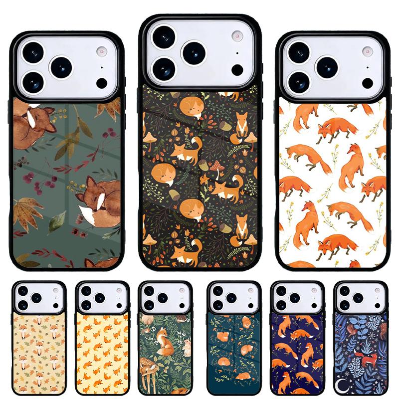 Autumn Leaves Fall Fox Phone Case for iPhone 17 16 15 14 13 Pro Max Back Cover for 12 11 Pro Coque