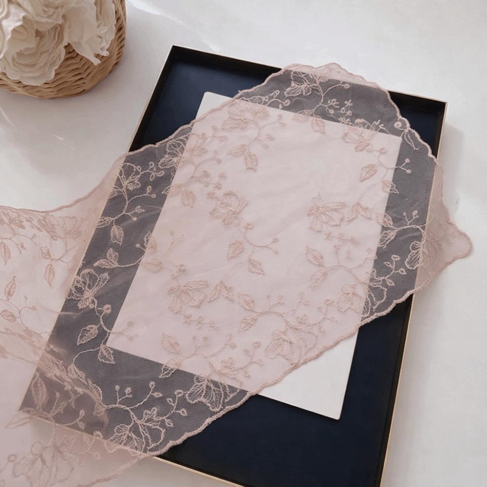 Literary Retro Women's Lace Scarf Solid Color Long Female Headscarf Korean Version Embroidered Flower Sunscreen Shawl