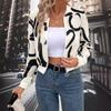 Chaqueta Casual de Béisbol Elegante para Mujer con Estampado de Patrón para Otoño e Invierno