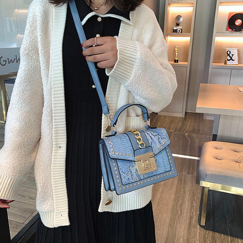 Женские сумки Новые аллигаторные узоры с блестками и заклепками Маленькие квадратные — фото 3