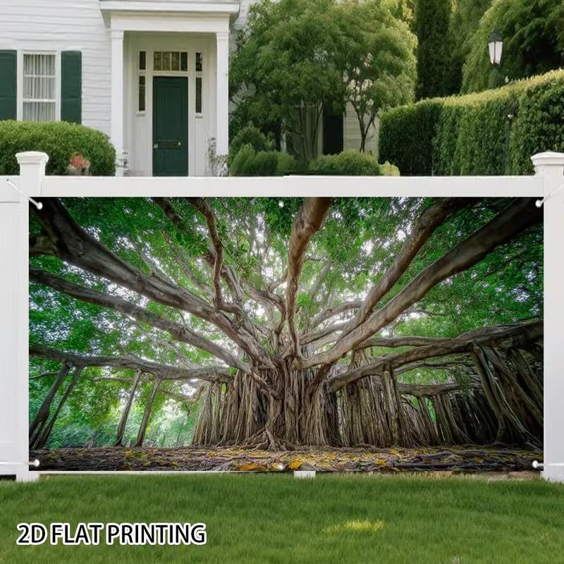 2D Large Ancient Banyan Tree Thick Root Giant Canopy Green Nature Outdoor Backdrop 47.2x31.5inch/120*80cm