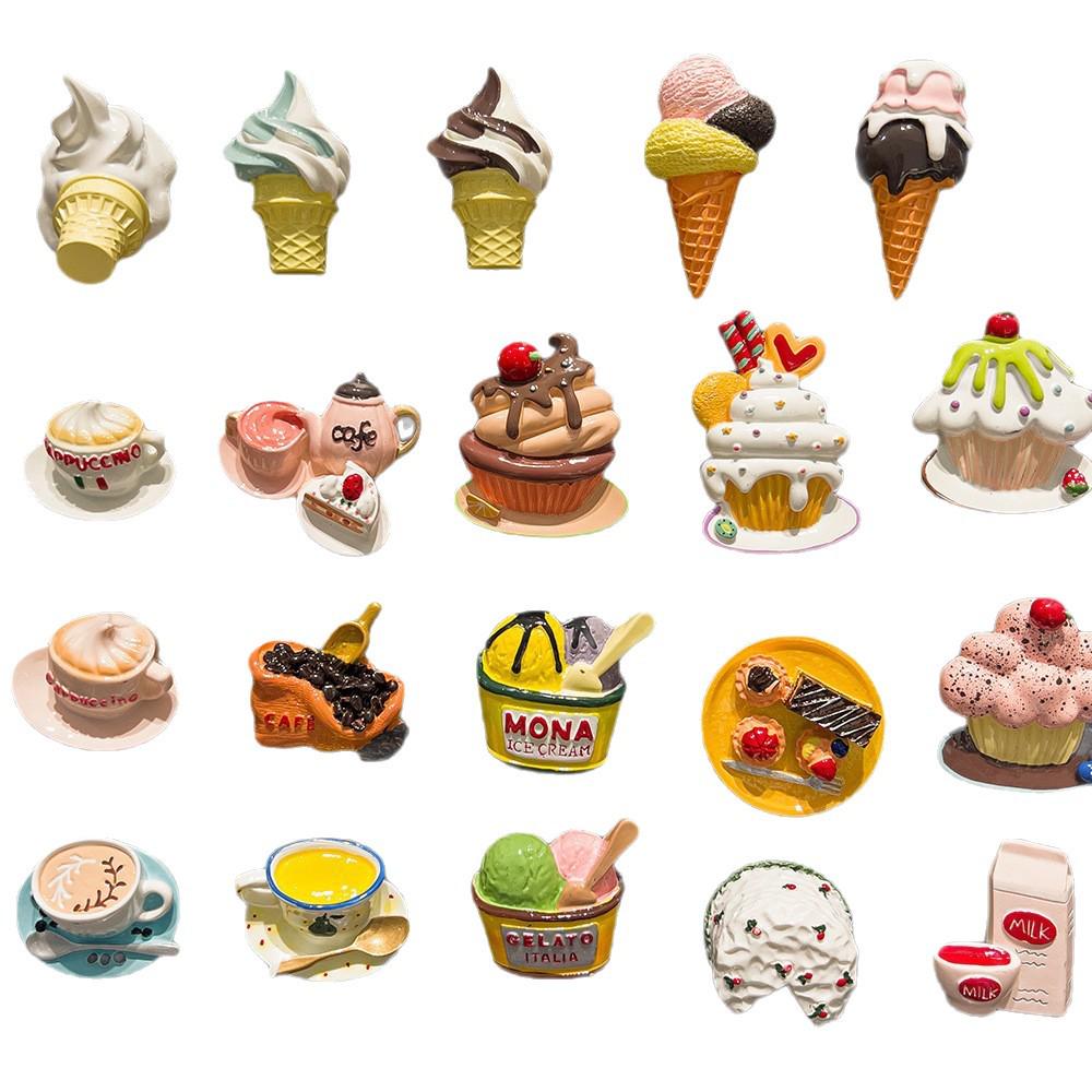 3D Cartoon Ice Cream Cone Cake Refrigerator Magnet Toy Decoration Accessories