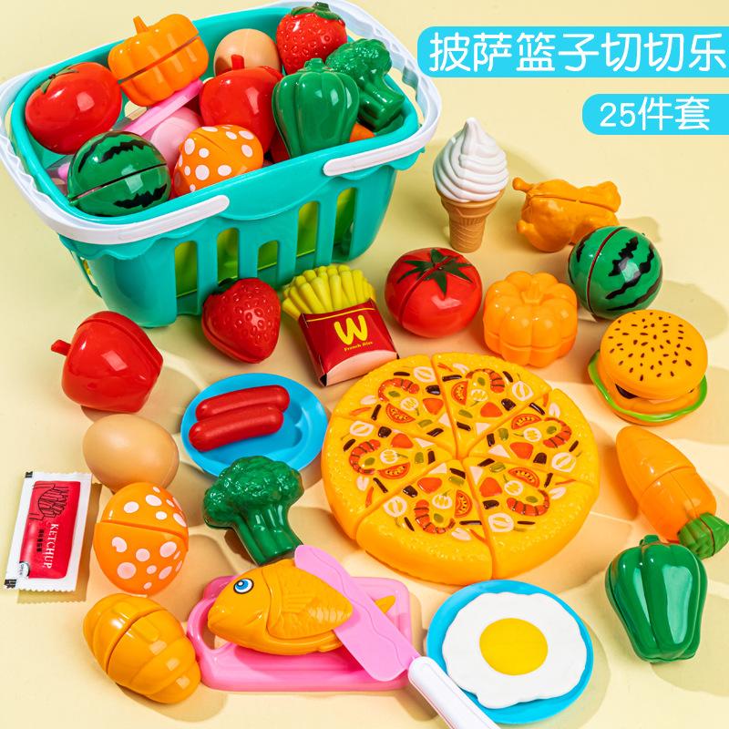 Fruit-Cutting Toys Chop Chop Le Girl Simulation Vegetable Cake Basket Children'S Play House Kitchen Toy Set