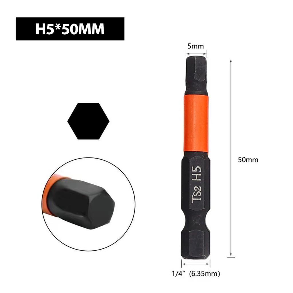 50mm Screwdriver Bit Hex Head Wrench Drill Bit Set Impact Driver Magnetic Screwdriver Drill Bits H1.5 H2.0 H2.5 H3 H4 H5 H6