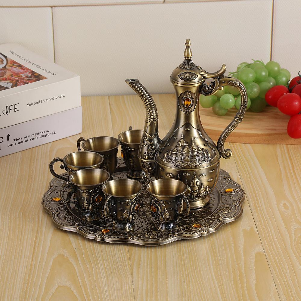 New bronze eight-piece wine set high-end wine set creative home wine glass hotel banquet table