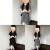 Classic French Style Grey Knit Short Sleeve Dress For Business Casual Women