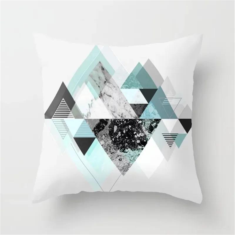 New 45X45Cm Blue Green Geometric Cushion Cover For Sofa Home Decor Polyester Cotton Throw Pillow Case Marble Texture Pillowcase