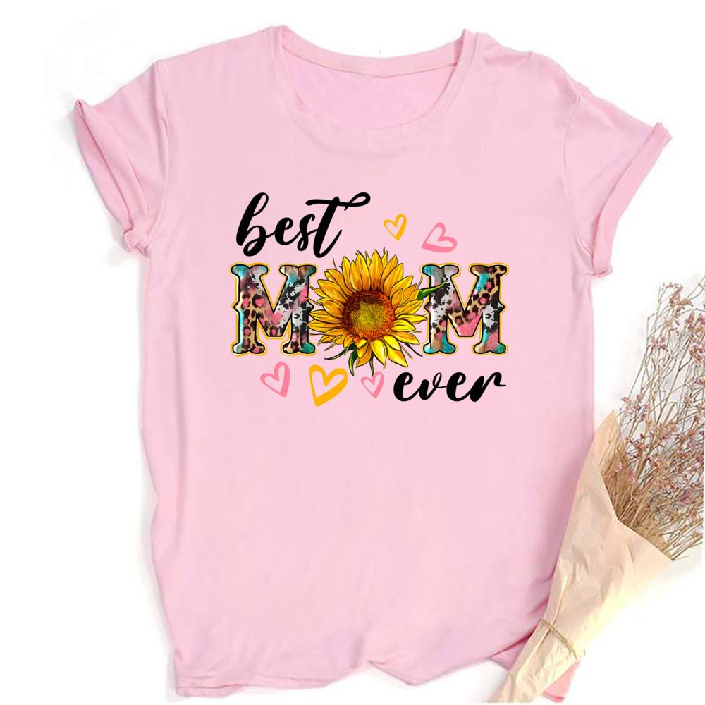 1pc Blessed Mom Best Mom Ever Letter TShirts Great Mothers Day Gift Round Neck Casual Short Sleeve Women Clothes