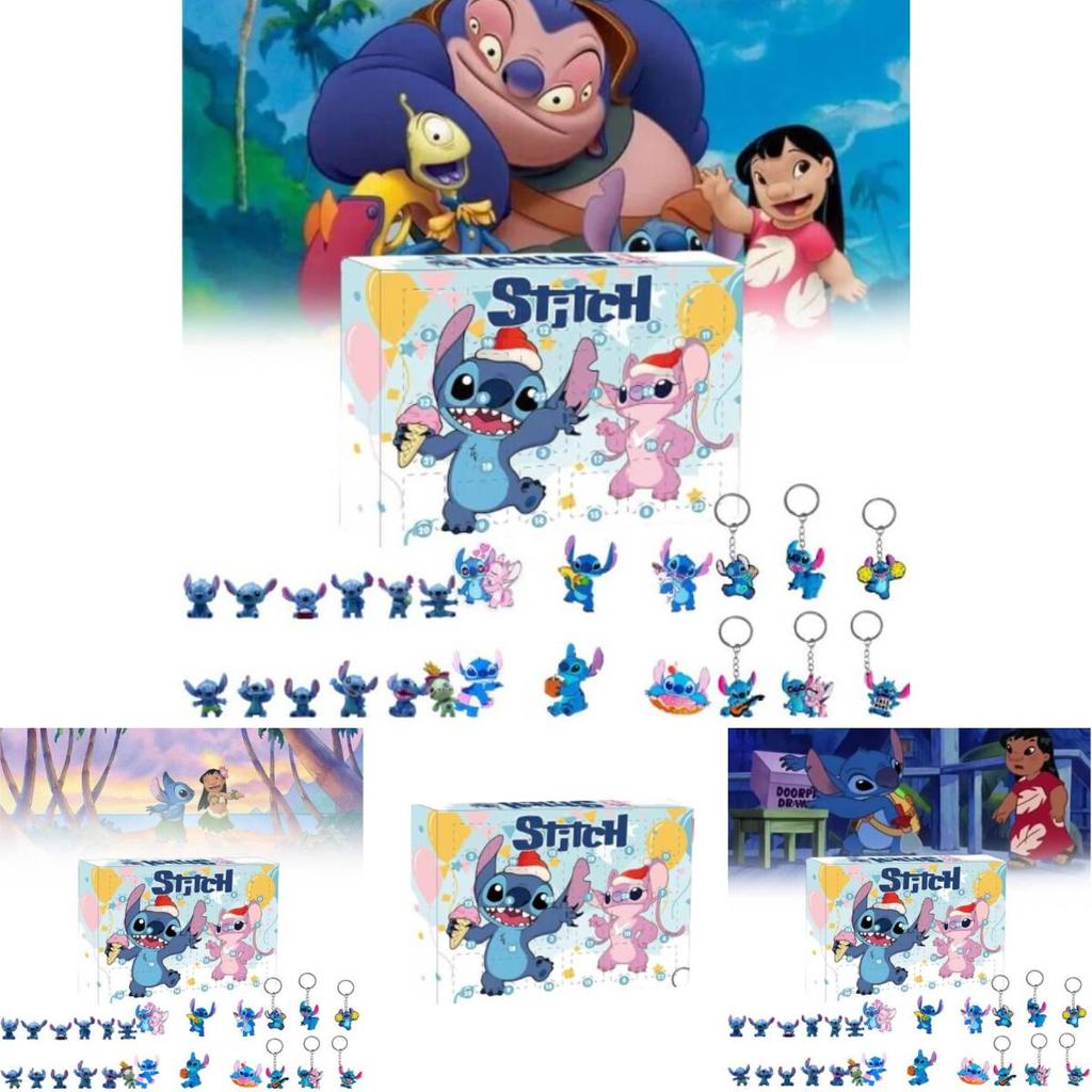 Stitch Christmas Countdown Calendar With 24 Keychain Toys For Holiday Gift And Interactive Play