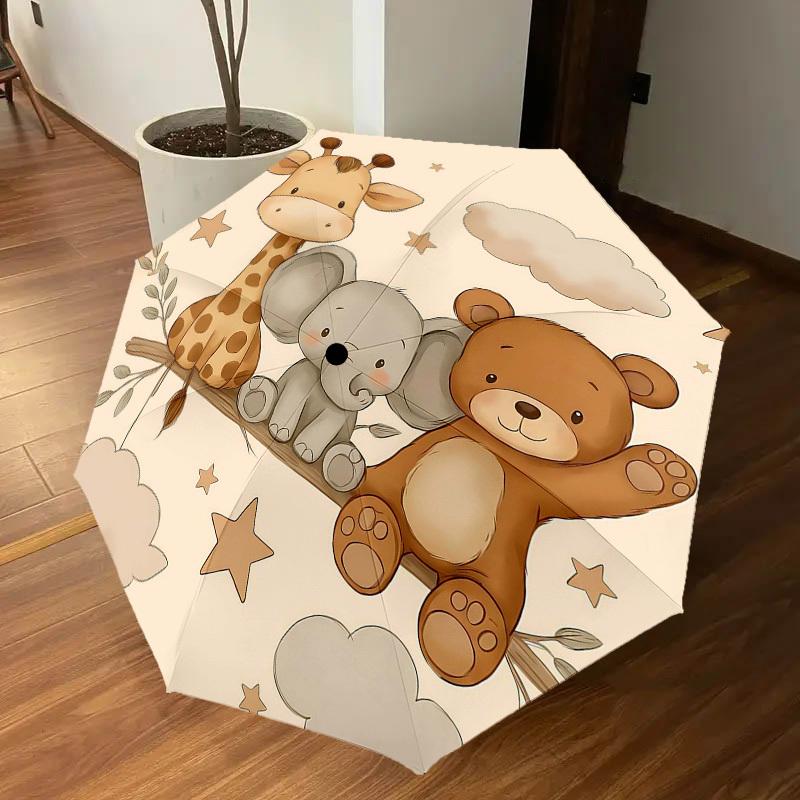 1PC Baby Animal Umbrella-8-Rib Reinforced, Automatic Open, Lightweight & Durable, Fashion Accessory for Outdoor, H0379