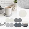 8 Piece Braided Cotton Coaster Set for Home Office Tabletop Protection Absorbent Round Coasters for Drinks Mugs Cups