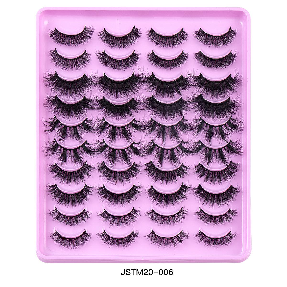 

20 пар смешанных накладных ресниц из искусственной норки, естественно завитые ресницы, нюдовый макияж, густые ресницы