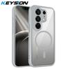 KEYSION Transparent Magnetic Phone Case for TECNO Camon 50 Ultra 5G Silicone+PC HD Clear Shockproof Cover for CAMON 50 50 Pro 4G
