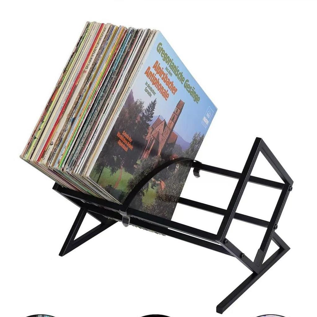 Wrought Iron Desktop Vinyl & CD Display Rack: Magazine & Book Holder