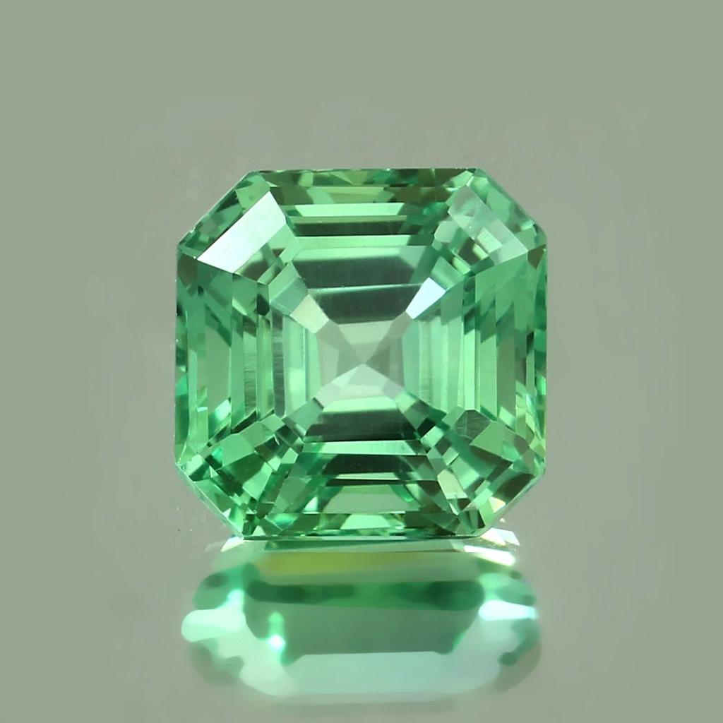 Natural Green Sapphire Loose Gemstone Flawless 12.5 Ct Asscher Shape September Birthday Birthstone