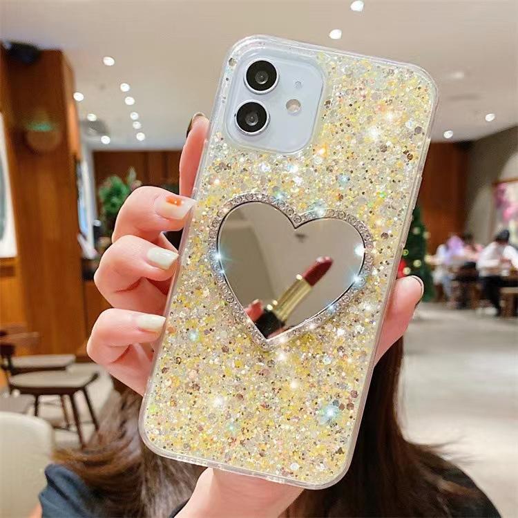 Apple XR Mobile Phone Case Is Suitable for iPhone15 Epoxy XSmax Rhinestone 11Pro Love SE Mirror Glitter