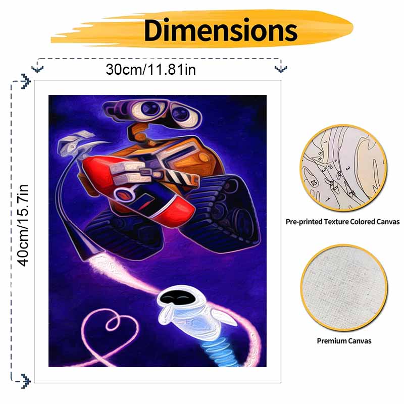 Disney WallE EVE digital oil painting diy handpainted coloring painting home decoration gift for lover romantic starry sky wall art