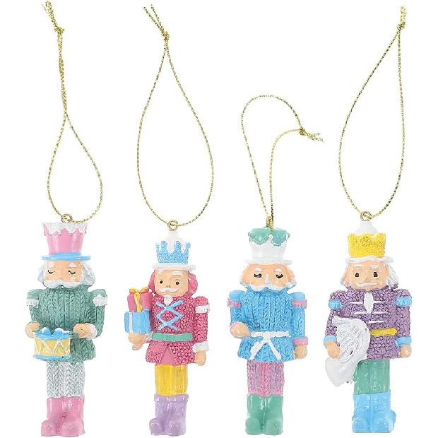 IMIKEYA Christmas Nutcracker Figure: 4PCS Wooden Nutcracker Soldier Hanging Christmas Ornament Decoration Ornament Tree Party Decor 4pcs Colorful Mini Nutcra