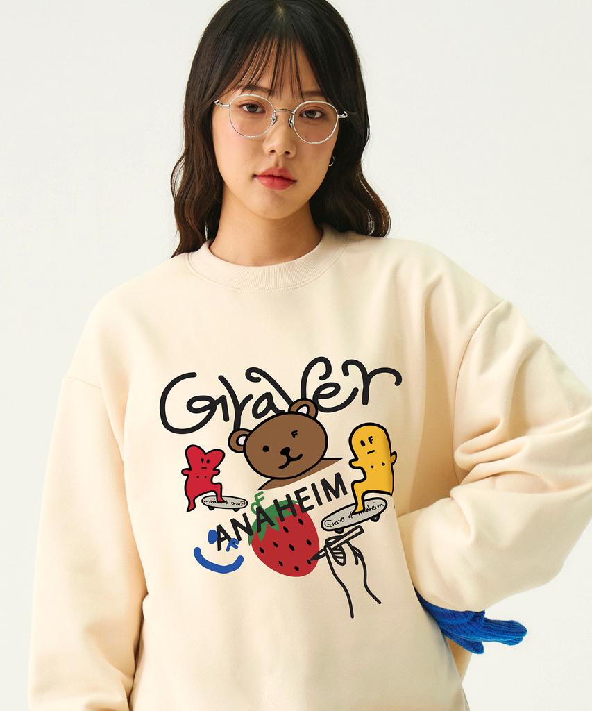 GRAVER [Unisex] Graphic Sketch Sweatshirt_Cream