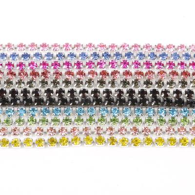 1M Gęstość Płaski łańcuszek z kryształu górskiego Do naszycia Na klej Srebrna podstawa Wykończenie z kryształu górskiego Akcesoria do majsterkowania