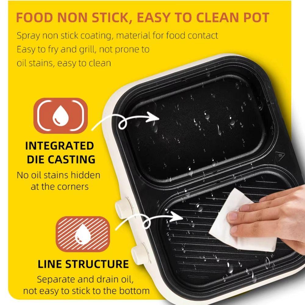 Dual Temperature Control Grill Machine Non-Stick Pan Barbecue Machine Multi-Cooker  Home Dormitory