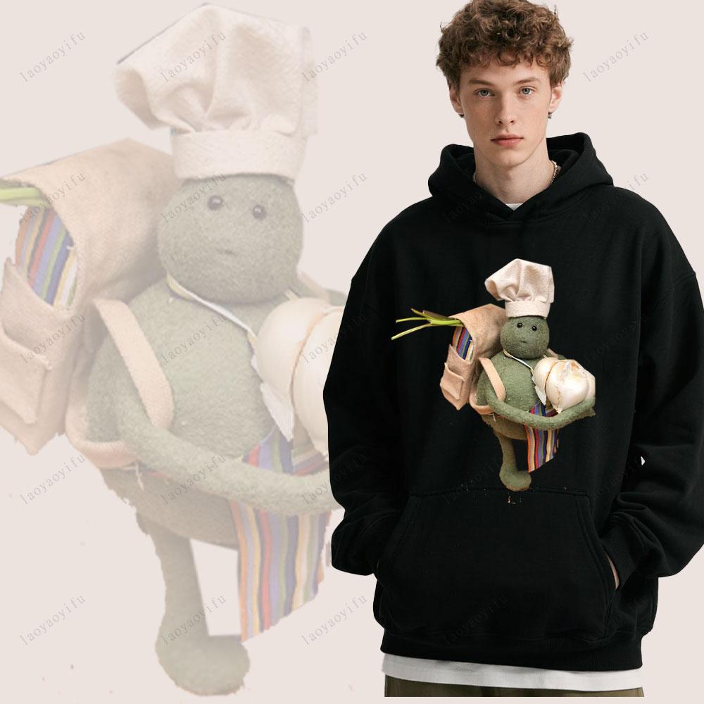 The Tiny Chef Show Pattern Hoody Winter Casual Loose and Warm Hooded Sweatshirt Drop Shoulder Comfortable Personality
