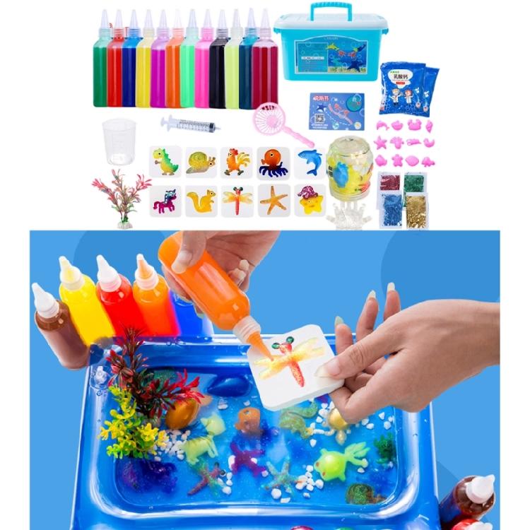 Creative Building Role Play Accessories Magicking Water Gel Toy Easy Carry Case for Kids Ages 5 and Up