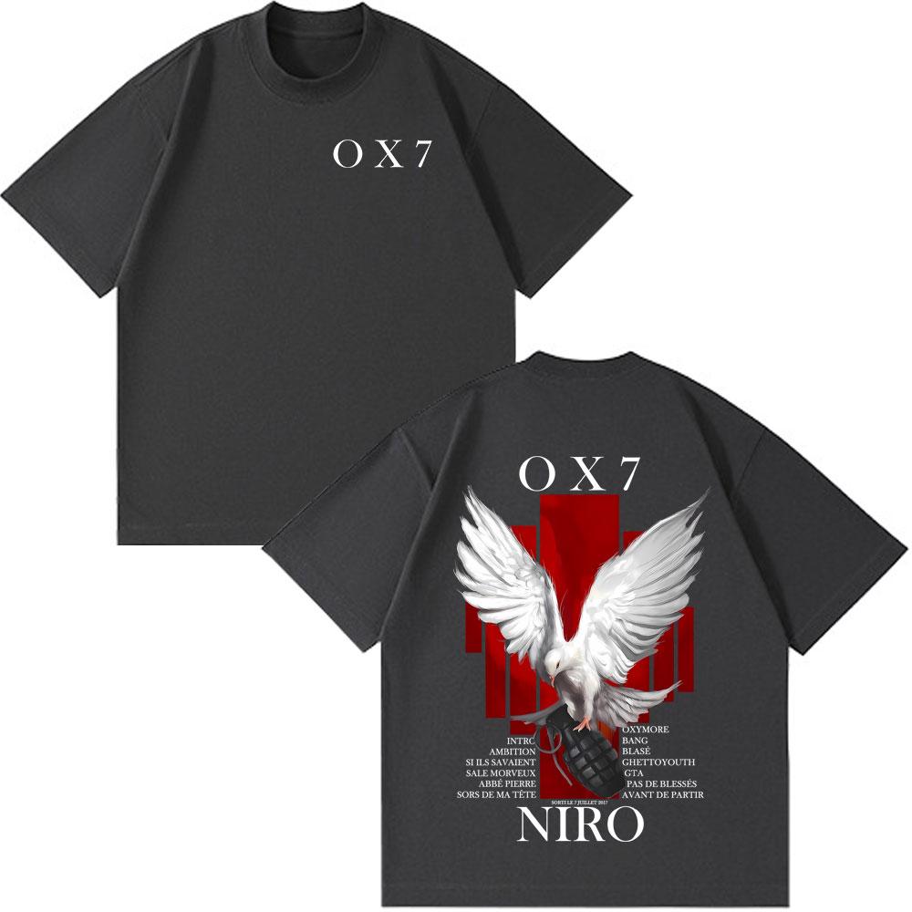 

Rapper Niro OX7 Album T-shirt Men Women Clothes Hip Hop Fashion Pop Music T-shirts Male Casual Cotton Vintage T Shirt Streetwear S