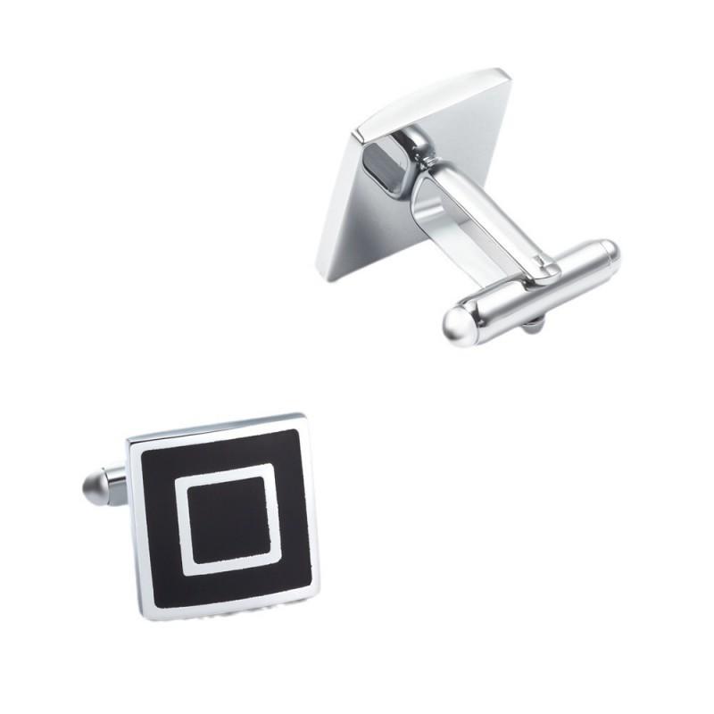 Electroplated Silver Square Enamel Metal Cufflinks Men s French Shirt all-natural