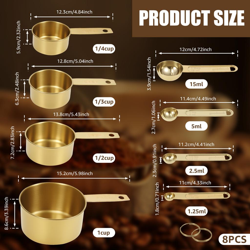 Stainless steel measuring cup and spoon combination set stacked kitchen measuring cup and spoon suitable for home cooking baking