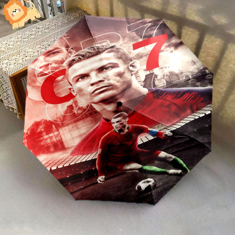 1 PC Automatic Folding Umbrella - CR7 Cristiano Ronaldo Pattern, Portable & Foldable Design with 8 Ribs, Christmas Birthday Gifts
