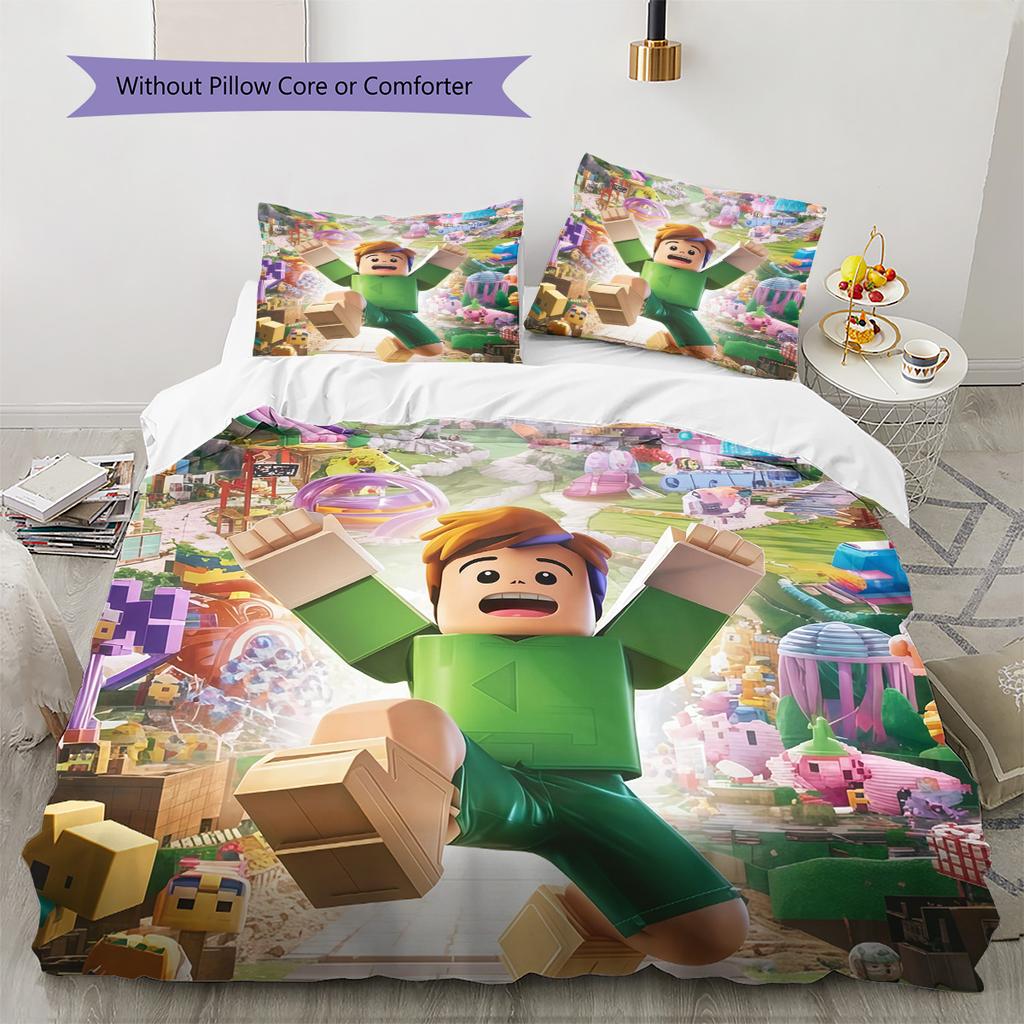 Roblox Pattern Bedding Quilt Set Home Decoration Gift (1 * duvet cover + 2 * pillowcase without core)