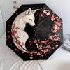 0106 Cherry Blossom Fox  Pattern, Automatic Folding Umbrella, Portable and Foldable Design, 8 Ribs, a Christmas or Birthday Gift.