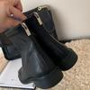 2024 Skinny Short Boots Female Head Knight Middle Heel Star Style Soft Leather  Boots Thick Heel Long Boots Platform Shoes
