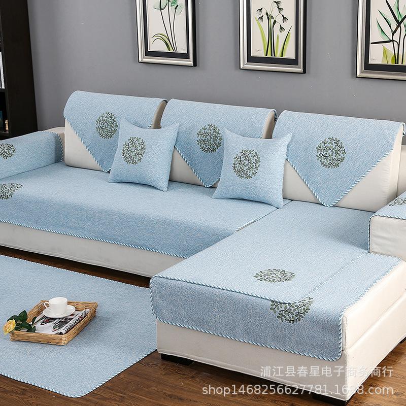 Hersteller Four Seasons Allgemeine Baumwoll- und Leinen-Sofakissen Modern Einfach Stoff Rutschfeste Sofabezüge Verdickte Europäische Sitzkissen