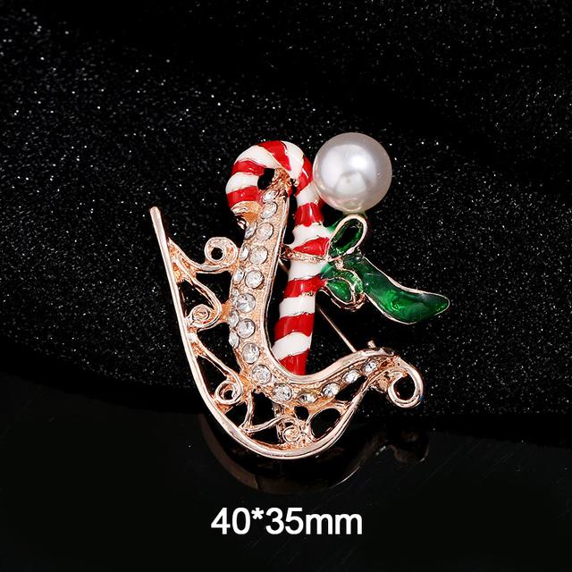 Broches de Noël Mode Chapeau de Père Noël Gants Cloches Strass Émail Broche Épingles Badges Cadeaux de Nouvel An Bijoux