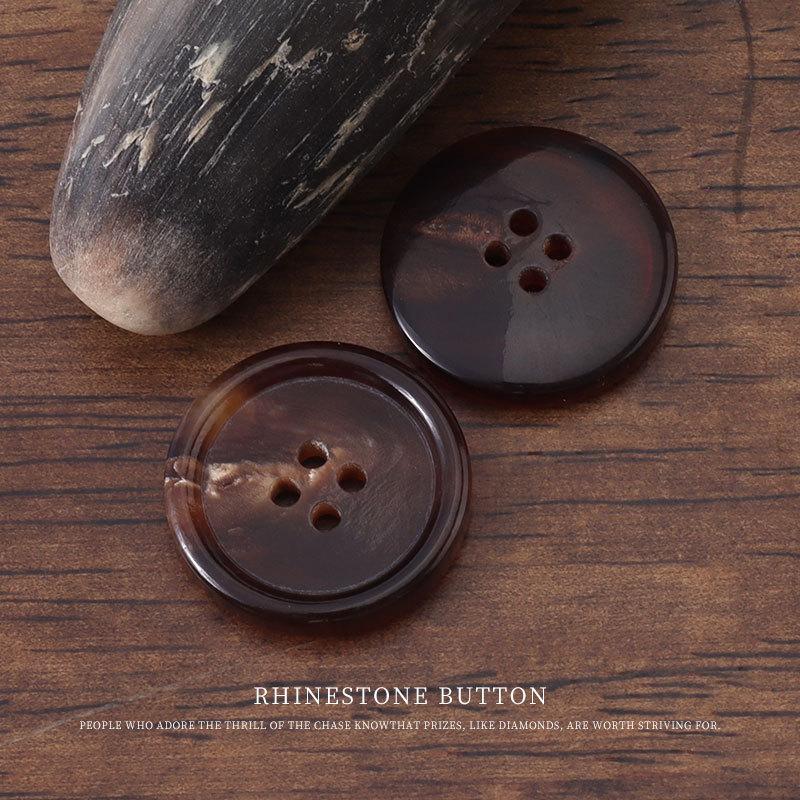 5 Stück Hornknöpfe mit runden Kanten Vierloch Anzugkleidknopf Wollmantel Trenchcoatknopf Hemd Cardigan Pulloverknöpfe