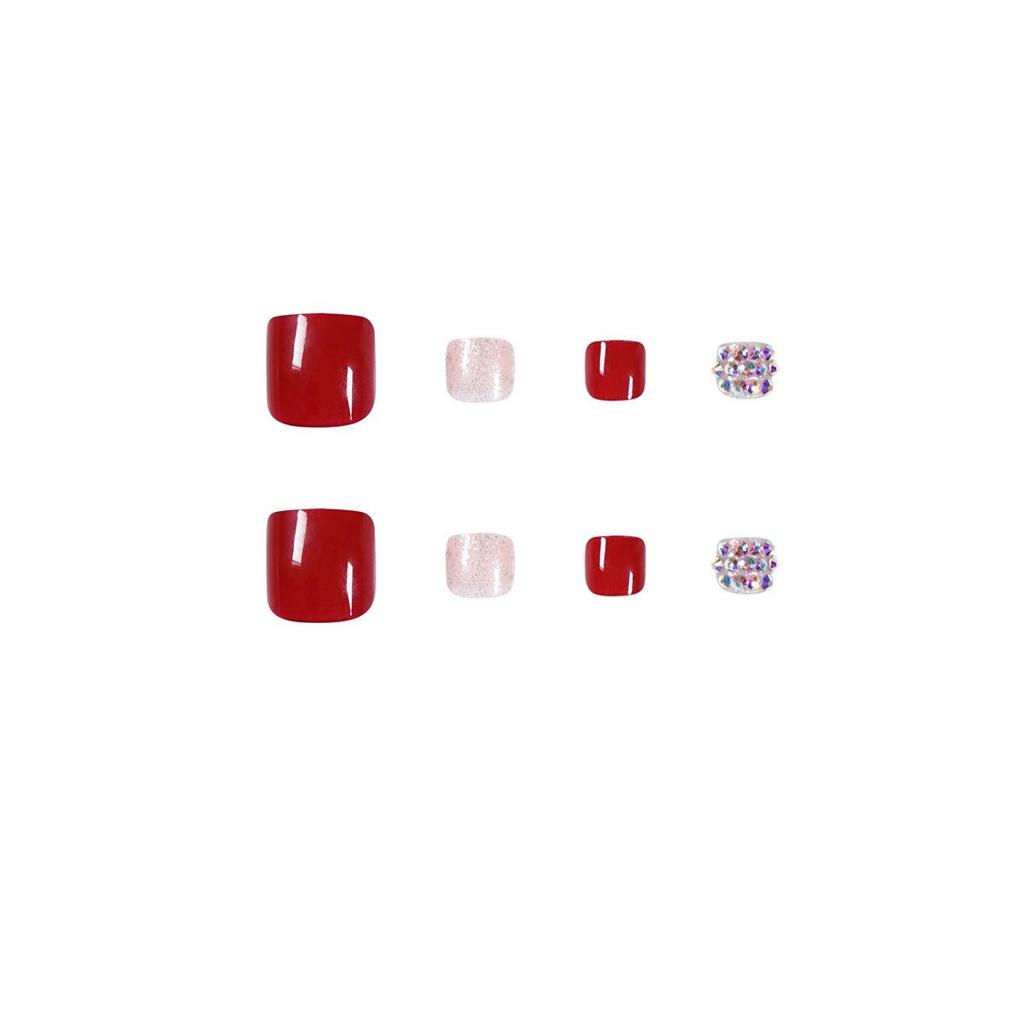 Red Rhinestone Press-On Toenail Art Stickers