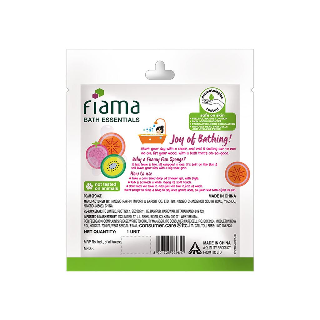 Fiama Bath Essential Foamy Fun Sponge for Kids Pack of 1 Soft Colorful Loofah Bath Accessory