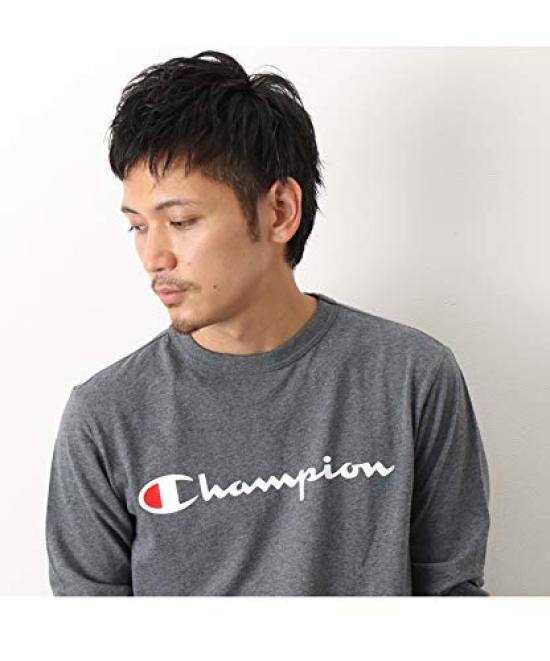 Champion Long Sleeve Classic Script Logo Size S Men's T-Shirt, 100% Cotton, Print, White, (C3-Q401)