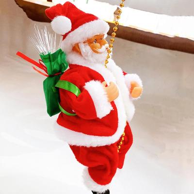2025 Electric Rope Climbing Santa Claus Musical Toys For Christmas Tree Hanging Pendant Ornament Decor X-mas Decorations