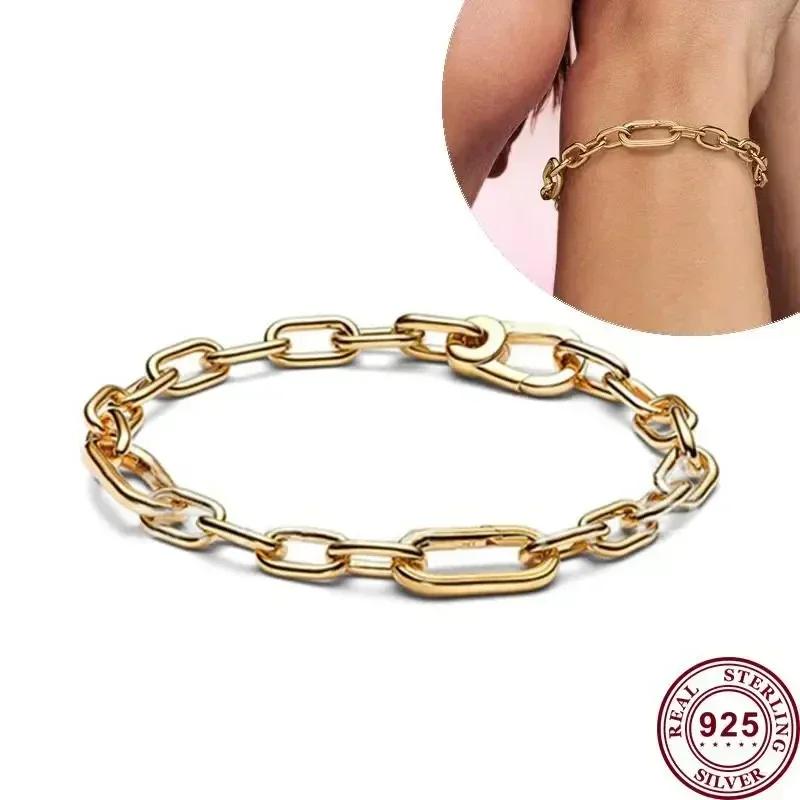

Новый популярный браслет S925 Silver ME Series, двухцветный браслет Love Chain Link, женский браслет с жемчугом и логотипом, подходит для очаровательных ювелирных изделий 17CM