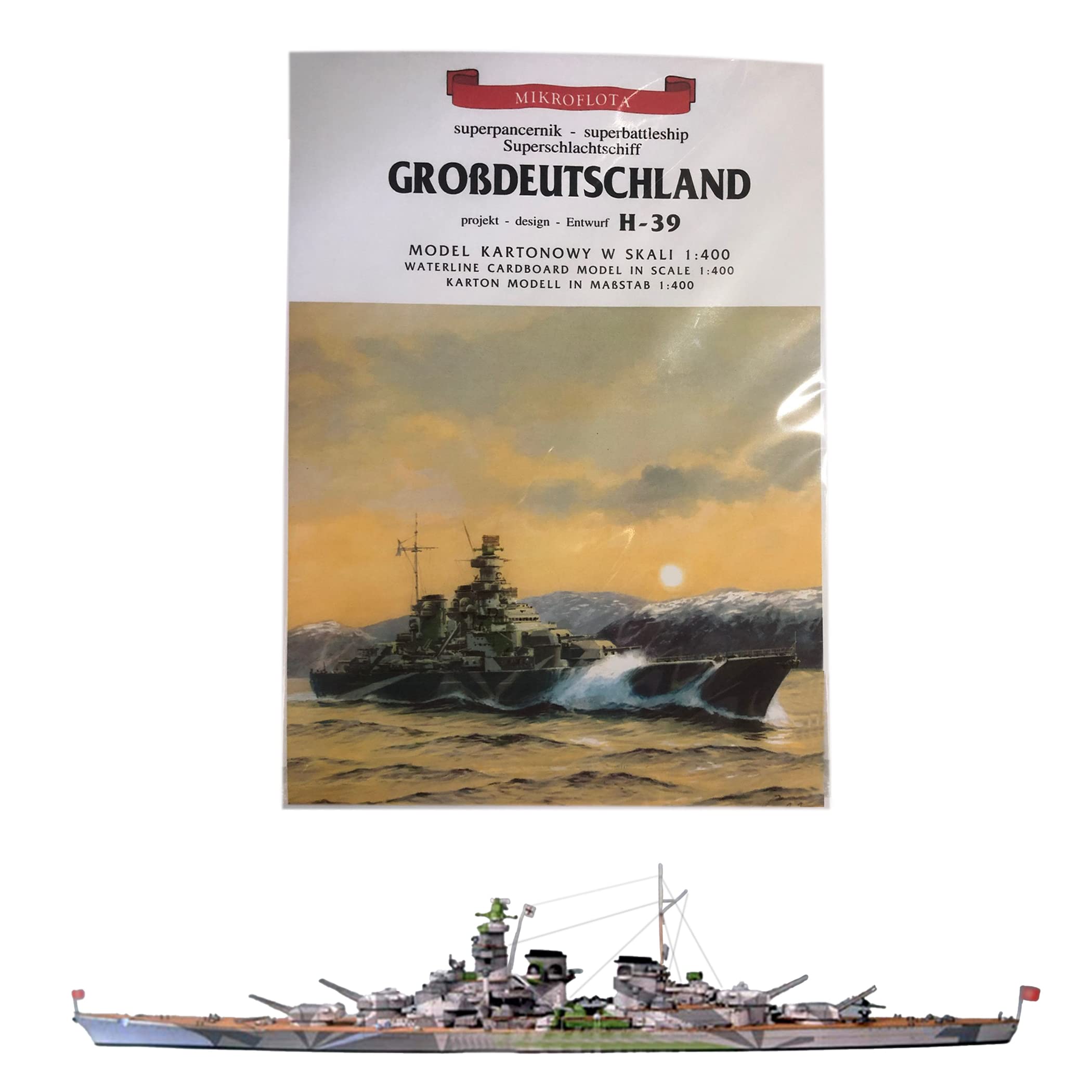 

HAMILO Paper Plastic Model Kit, German Navy H-Class Battleship H-39, 3D Puzzle, 1/400 Scale
