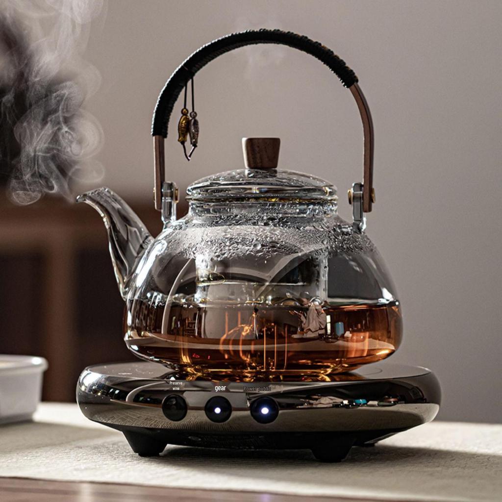 Glass Tea Kettle & Brewing Set for Induction Cooker: White Pot for Boiling, Steaming & Health-Preserving Tea at Home
