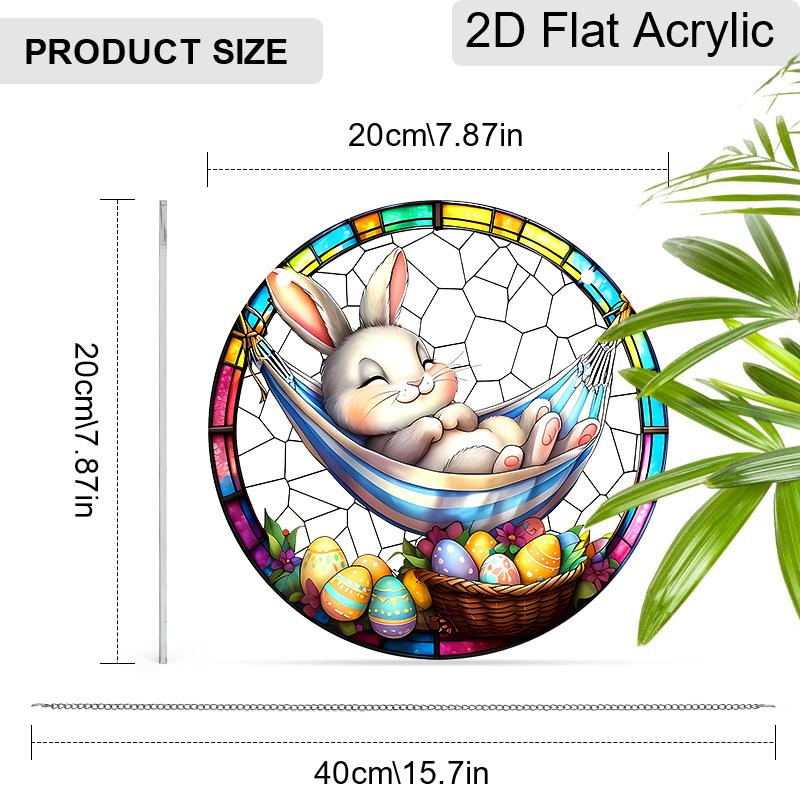 Acrylic Easter Bunny Hammock Suncatcher Stained Glass Effect Window Hanging Ornament Easter Lover Gifts