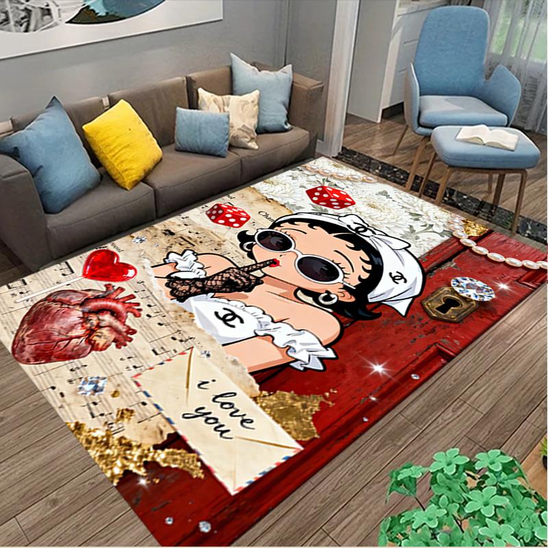 [1pc Betty Boop Office Carpet] Easy Maintenance Chair Rug for Conference Room Use, Durable Area Sofa Floor Mat