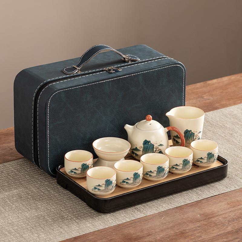 Dragon Egg Teapot Huang Ru Kiln Travel Kung Fu Tea Set Household Portable Teacup Teapot Light Luxury Business Gifts