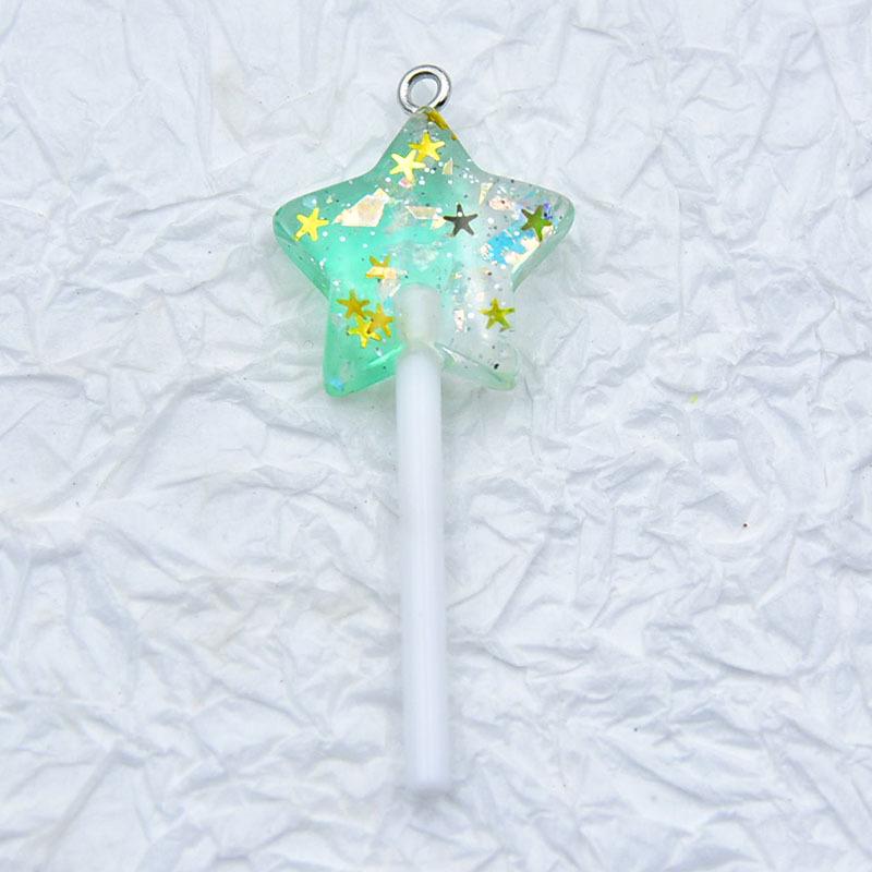 Two-Color Resin Glitter Star & Seashell Lollipop Earrings/Pendant DIY Accessories