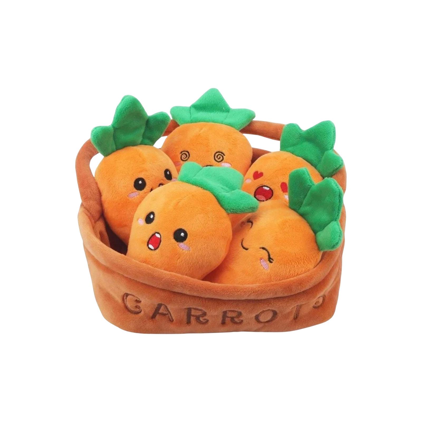 

A Basket Of Plush Toys Carrot, Strawberry, Chicken, Dumpling – Kids Gift One Size