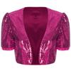 Women Glitter Sequin Cardigan Cropped Jacket Short Sleeve Open Front Fully Lined Stylish Club Cover Up